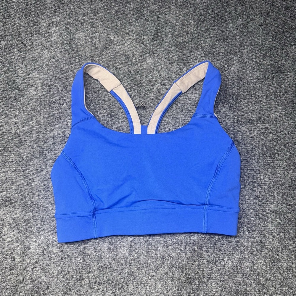 Lululemon Power Through Bra Blue Racerback Sports Bra Gym Training Womens